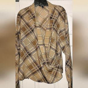 Ralph Lauren Women's Plaid Wrap Blouse Large L (NWOT)
